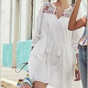 J. Crew  Cotton Poplin Tunic Dress Boho White Farmers Market XSmall Bride